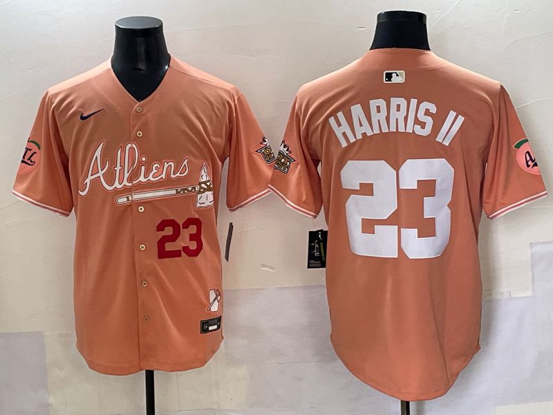 Men 2025 Atlanta Braves #23 Harris ii Orange Five generations Joint Name Nike MLB Jersey style 3->atlanta braves->MLB Jersey